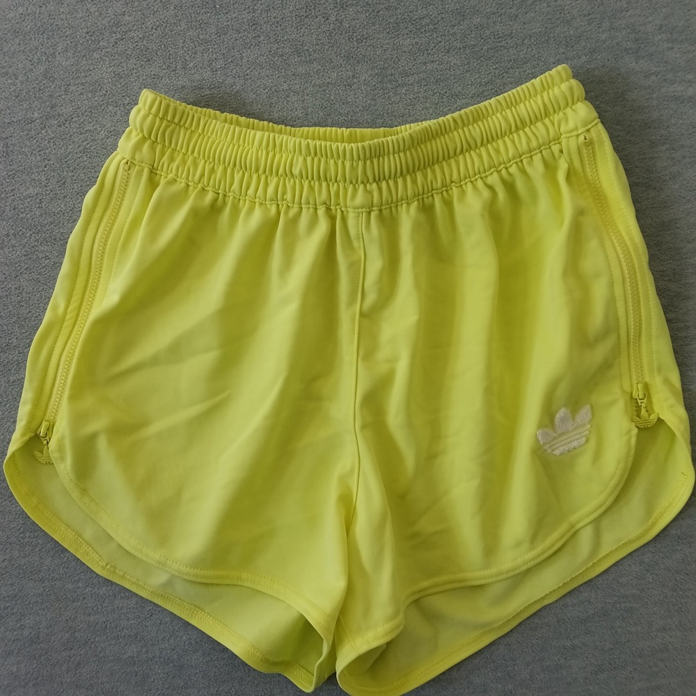 Adidas Originals Primegreen Neon Yellow Side Zip Track Shorts Womens Small